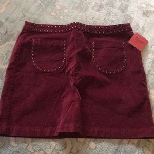 Mossimo burgendy cord mini skirt with metal detail